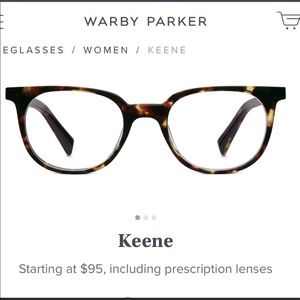 NWT Warby Parker Non Prescription Keene Frames